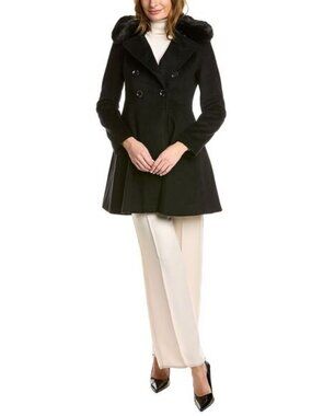 NWOT Via Spiga Womens Double-Breasted Wool-Blend Coat
